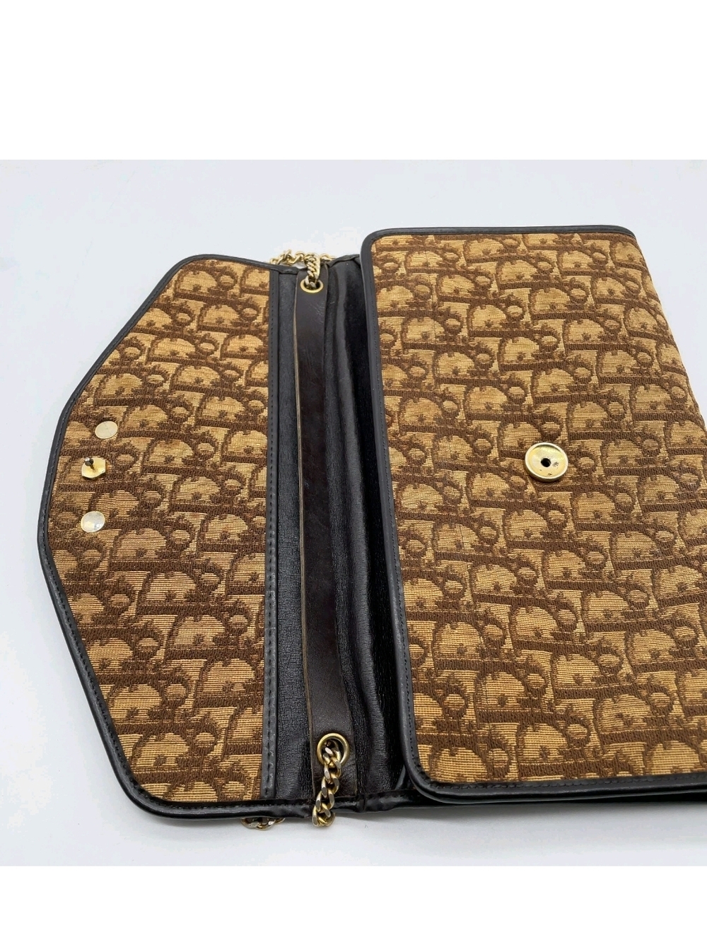 Dior Brown Monogram Chain Shoulder Clutch - Picture 4 of 11